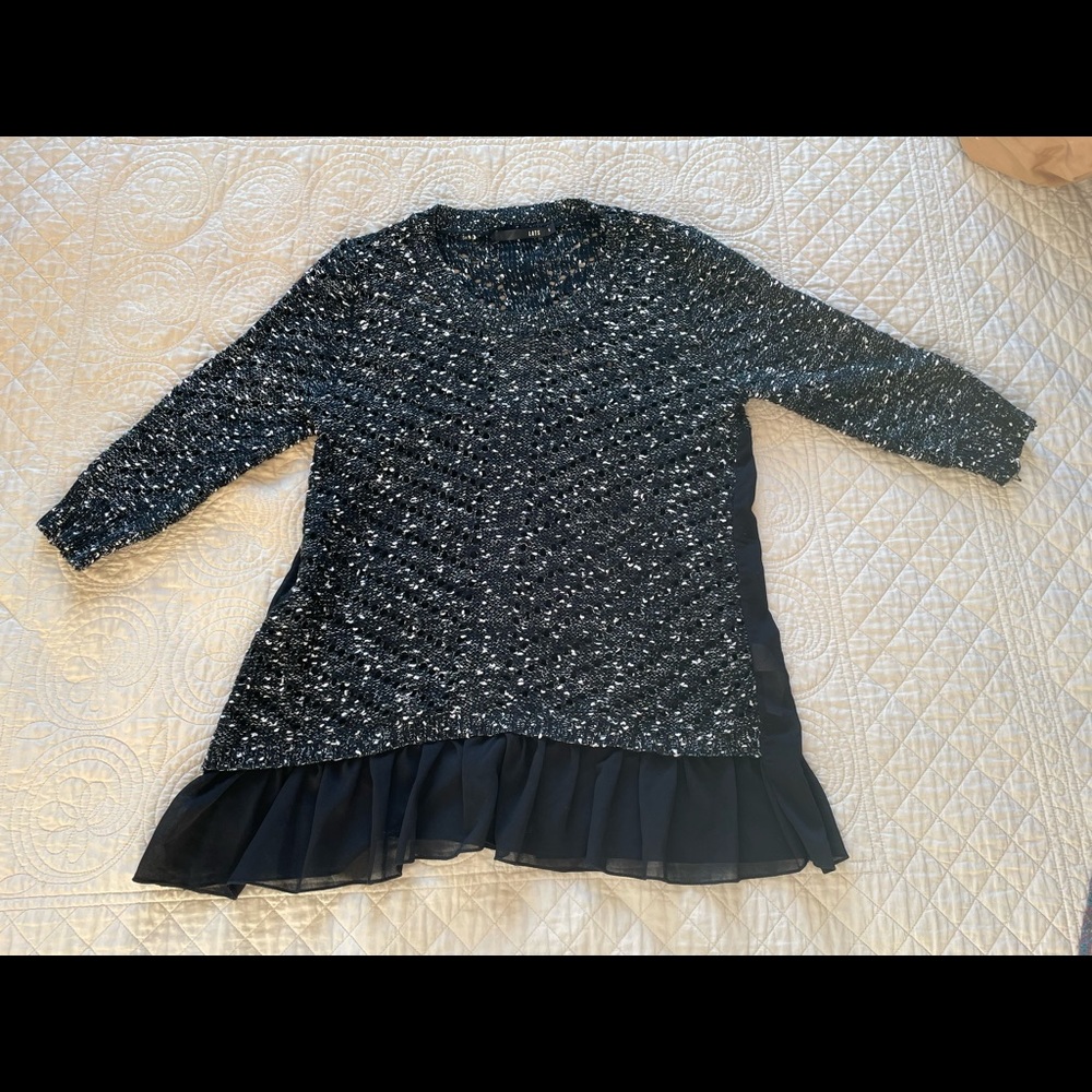 Open weave sweater with lace
